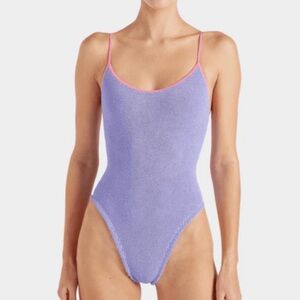 NWT Hunza G Pamela one piece in lilac swimsuit one size